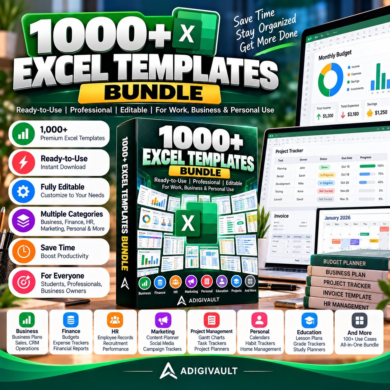 1,000+ Excel Templates Bundle