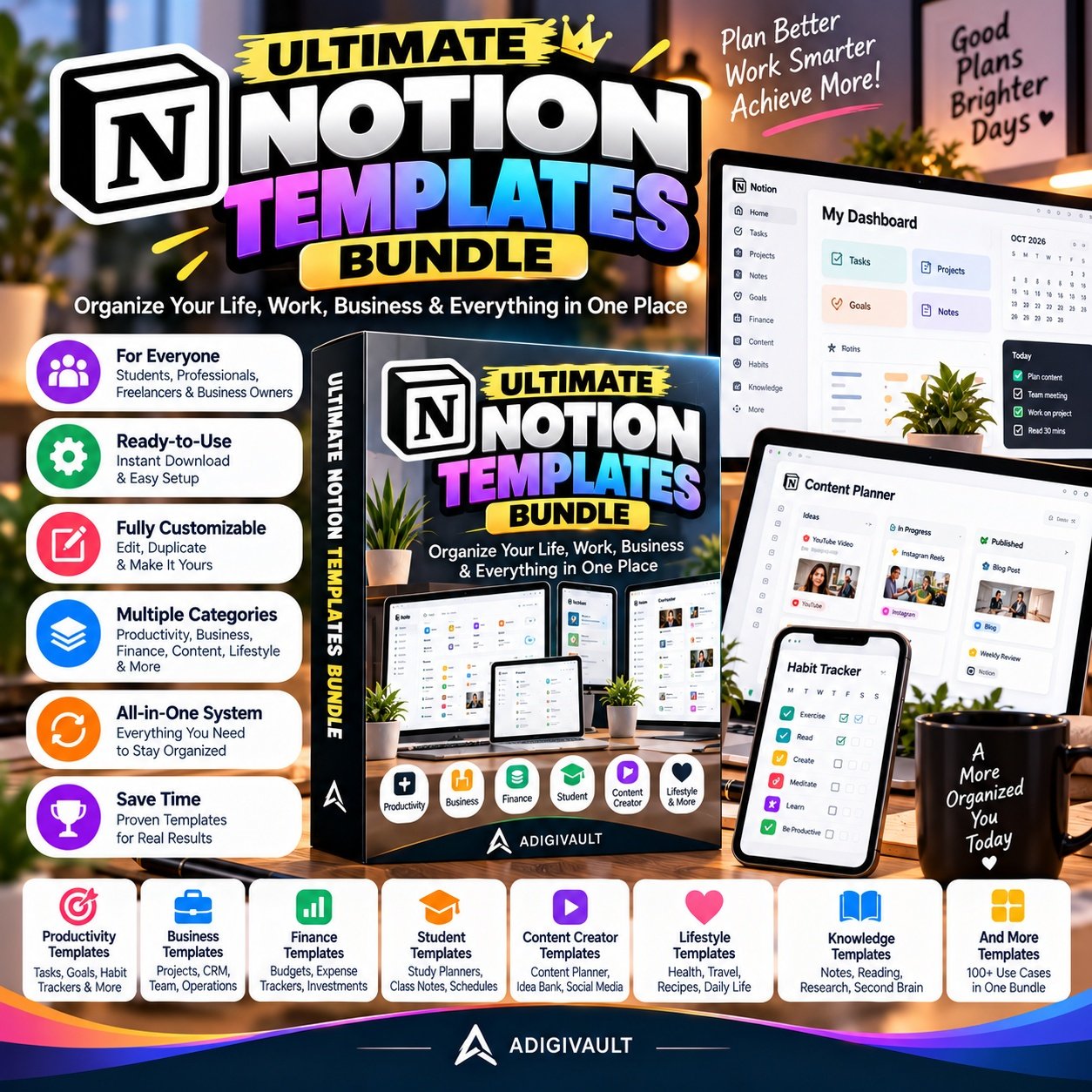 500+ Ultimate Notion Templates Bundle
