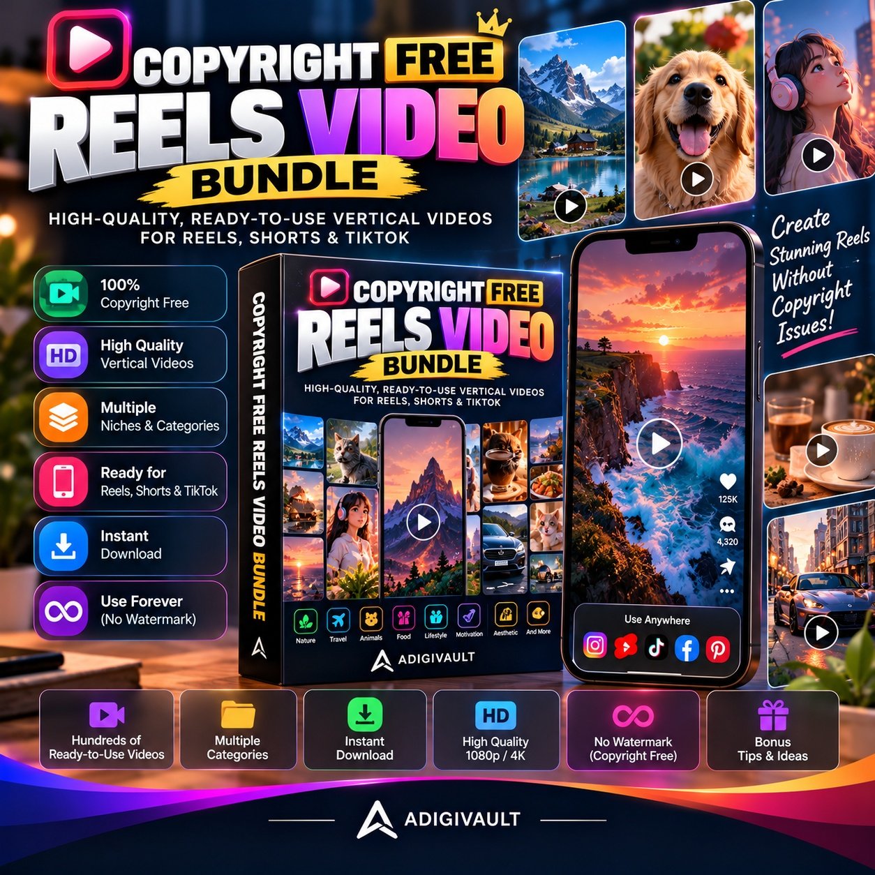 150,000+ Copyright-Free Reels Video Bundle (Premium Edition)