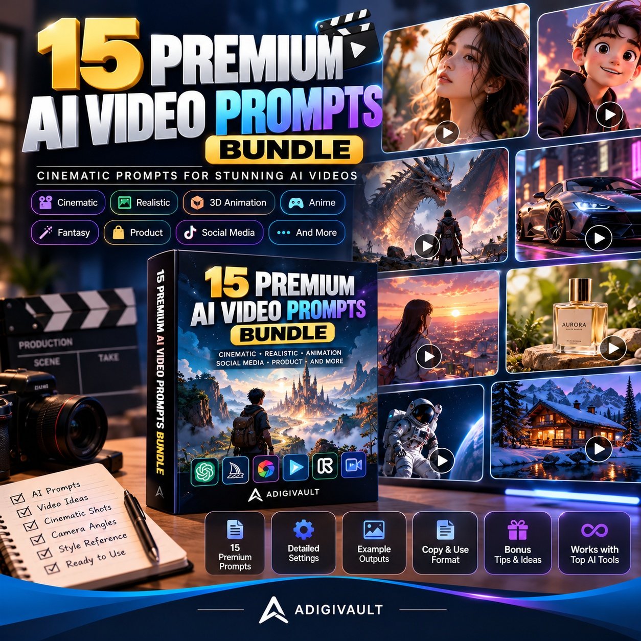 15 Premium AI Video Prompts Bundle