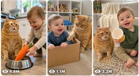 Chubby Orange Cat + Baby Viral