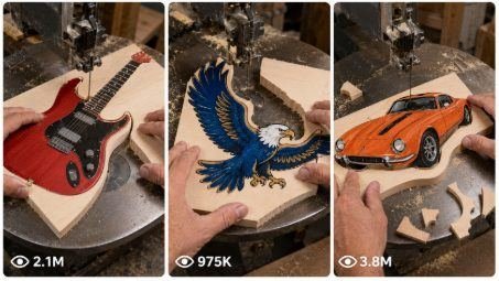 Viral Painted Wood Scroll-Saw Cutting