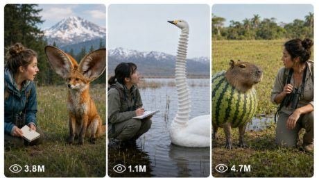 Bizarre Wildlife Creature + Female Observer