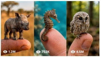TINY LIVING ANIMALS ON FINGERTIPS